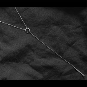 Silver circle lariat necklace